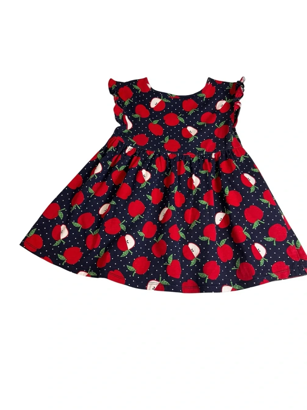 The Children's Place Navy Dress with Red Apple Print 3T